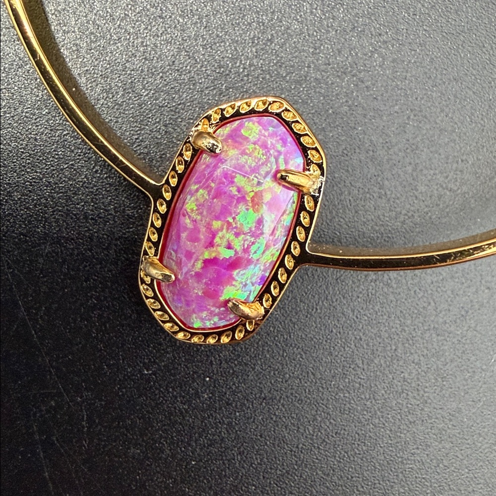 Kendra Scott Elora Gold Hoops with Pink/Fuscia Accents - Picture 3 of 4
